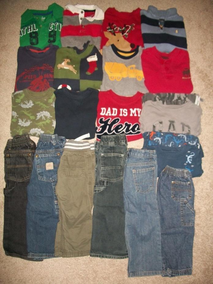 LOT OF 21 BOYS SIZE 24 M 2T FALL WINTER NAMEBRAND GYMBOREE CARTER OLD NAVY GUC!