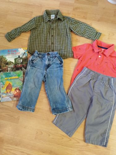 Boys clothes size 18 month 2T 18-24 month jeans shirts, Thomas  books, 18 mo.lot