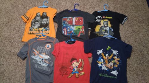 Boy lot 4/5 shirts, disney world, superhero, jake, batman, cars, etc