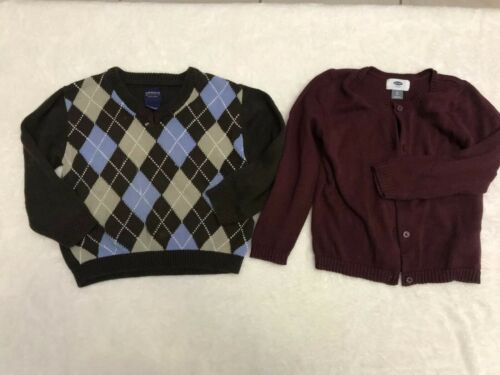 Arrow, Old Navy, Toddler Boy 4t, Brown & Maroon Cardigan Sweater, Lot Of 2