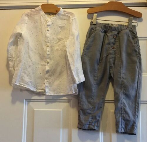 Lot Of 2 Zara Baby Boy Size 18-24 Month  Pants Shirt Linen