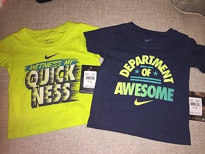 NWT Lot 3 NIKE Infant Boys Summer T-Shirts, Black & Green, 12 Months $32