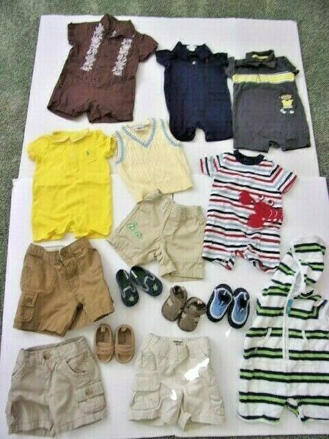 Lot of Baby Boy 3-6 Months Spring Summer Short Sleeve Shirts, Shorts, Vest,Shoes