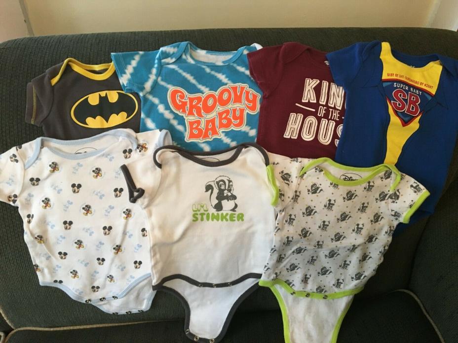 7 bodysuits boy 6-9 month summer Kidgets, Old Navy, Disney, Batman