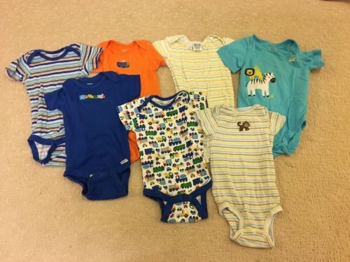 Lot of 7 Gerber, Carter's, Little Me, & Jumping Bean 12m Bodysuits EUC