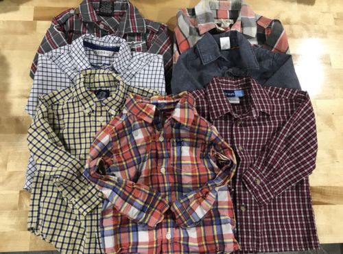 GUC Lot Of 7 Long Sleeve Boys Button Up Shirts Size 18 Months