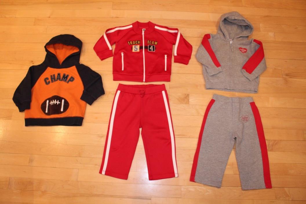 Lot of 5 Boys Hoodie Track Suit Sweat Size 18-24 Gymboree Baby Gap Football
