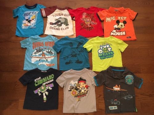 10 Piece Boys Top Short-sleeve Lot Size 3T Toy Story Mickey Mouse Planes EUC