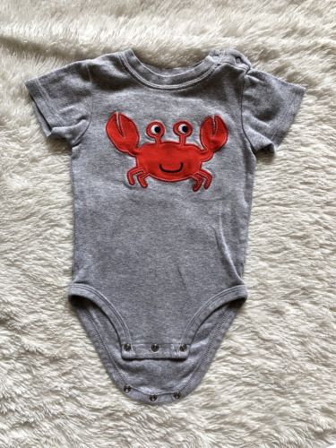 Baby Boy 12 Month Carters Crab Bodysuit One-Piece Gray And Red