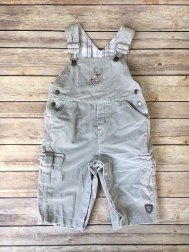 Laura Ashley Boys Gray Overalls with Drumming Teddy Bear Size 12 Months