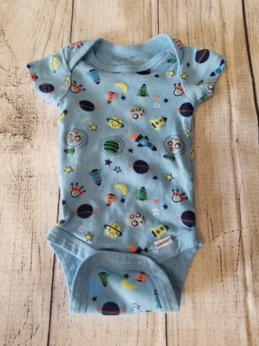 baby boy gerber 0-3 months blue solar system print onesie