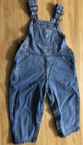 VTG Baby Guess Jean USA Spellout Light Wash Blue Jean Overall Pant Size 24 Month