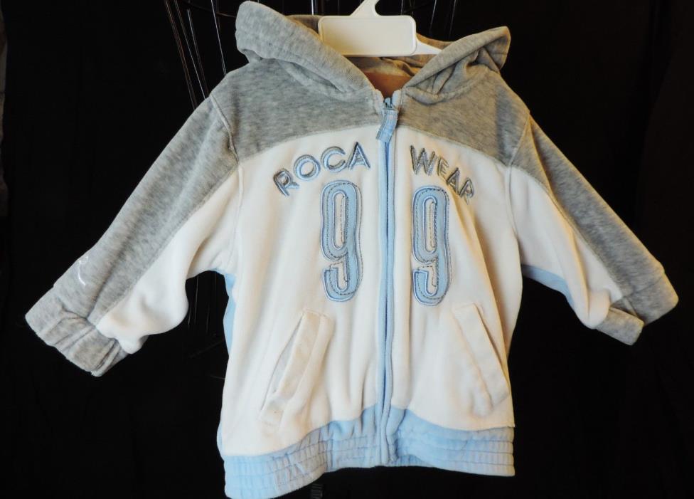 Toddler 12 MONTHS ROCA WEAR BABY blue Hooded VELOUR Heavyweight JACKET COAT