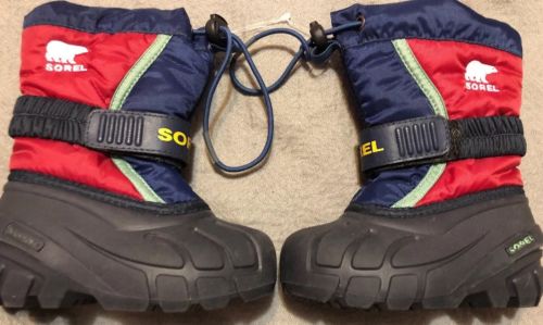 Sorel Navy Blue Textile Snow Boots Boys Shoes Size 7 Toddler Preowned