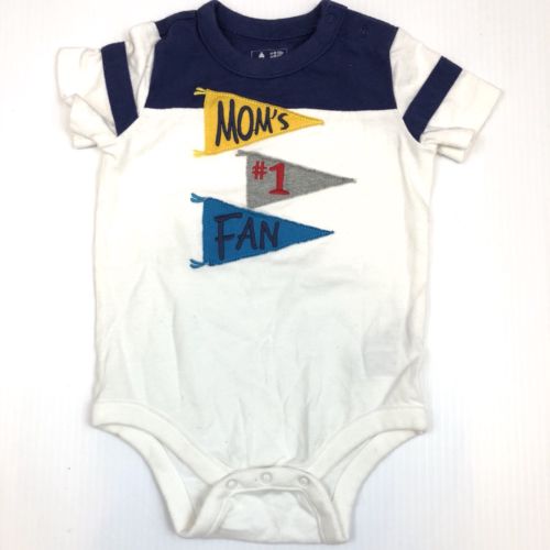 Baby Gap Boys One Piece  6-12 Months Bodysuit Moms Number 1 Fan Flags Snap On