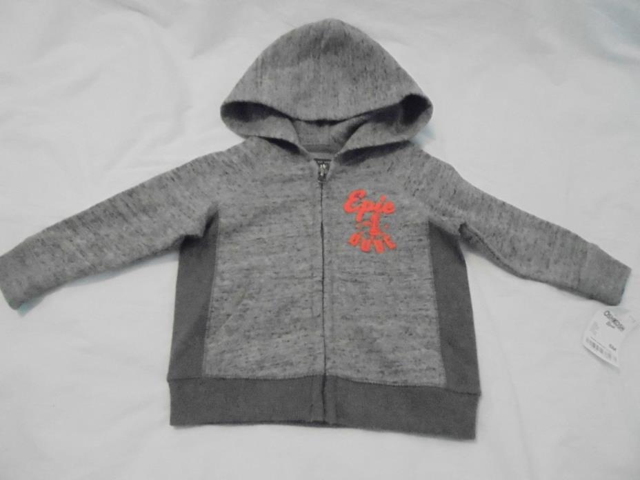 NWT~OSH KOSH B'GOSH~Boys Gray Hooded Zip Up JACKET~6m~