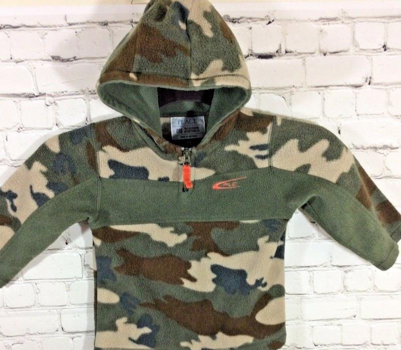 The Place Fleece Camo Hooded Pull Over Size 3T