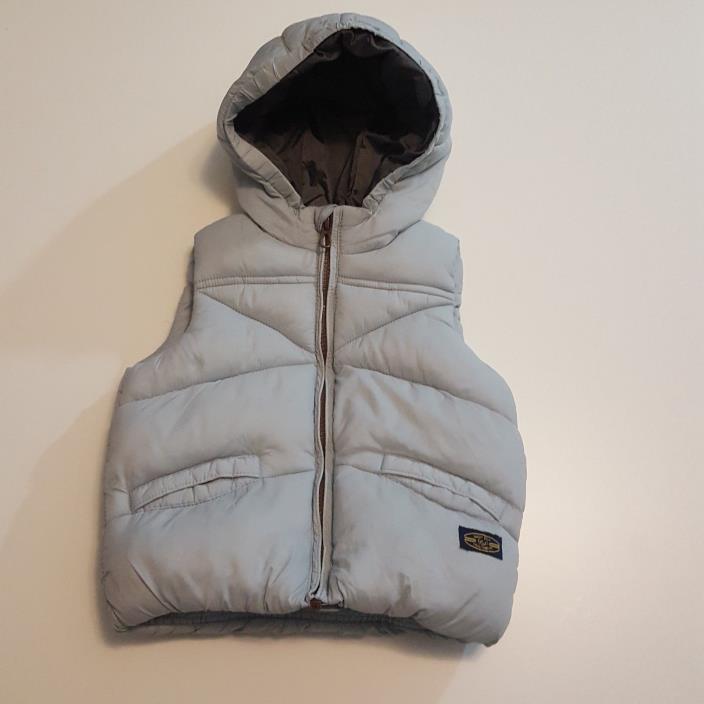 Zara Boys Pale Blue Puffer Vest Size 12/18 Months Fleece Lining