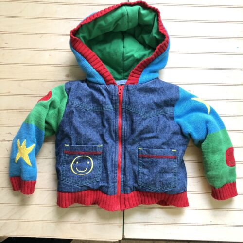 Agatha Ruiz De La Prada Baby Boy 18 Month Zip Up Thick Hoodie Jacket Denim Knit