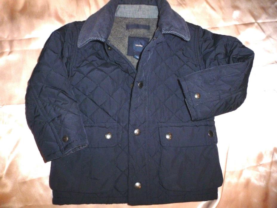 BABY GAP Quilted Navy Blue Barn JACKET COAT Size 2 Years Toddler Boys
