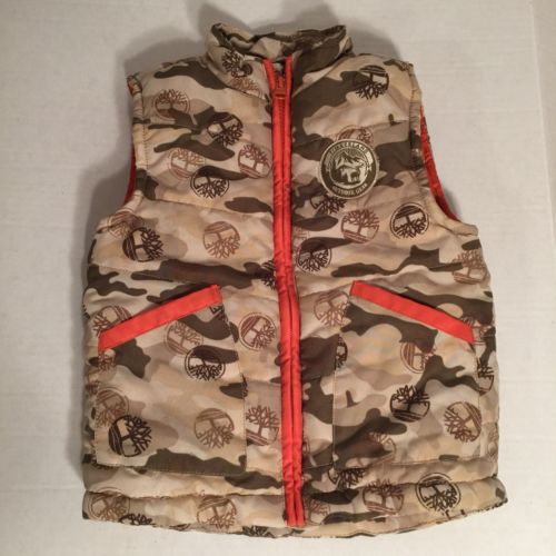Timberland Beige Green Camouflage Full Zip Puffer Winter Vest Toddler Boys 2T