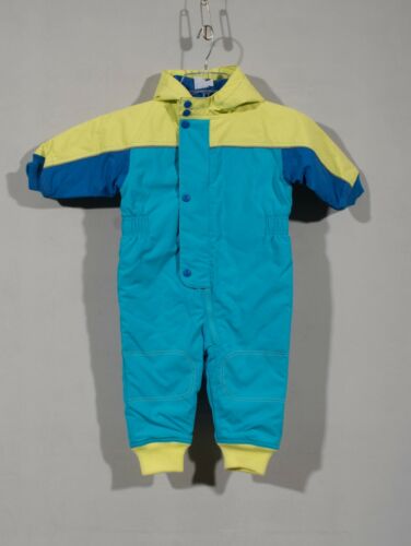 Boy's Hanna Andersson Blue Yellow Zip Up Winter Snow Suit Sz 80cm 18-24M *