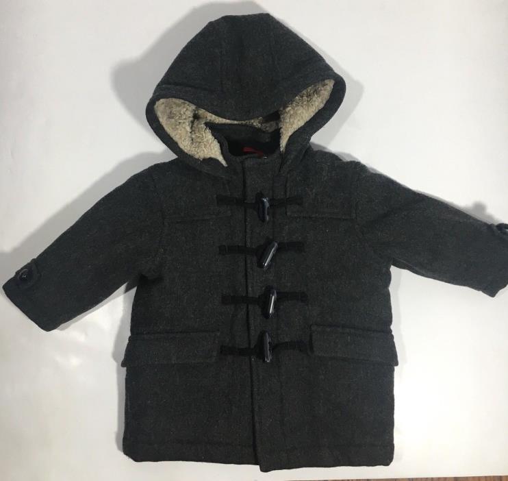 Gap Wool Hooded Winter Gray Toggle Coat Baby Boys size 12-18 months