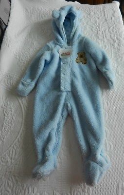 Cuddle Bear Fleece Snowsuit.Size 12 months.  Light baby blue with lined hood.