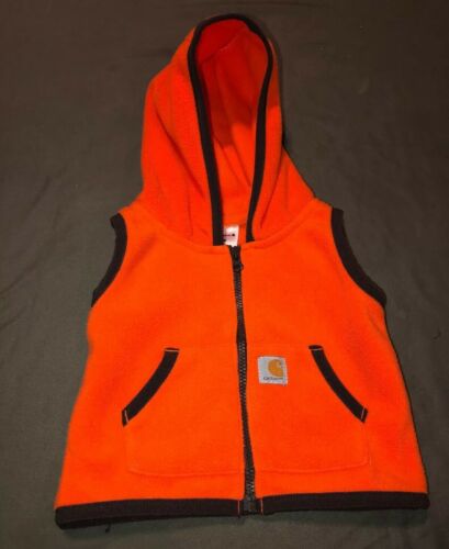 Carhartt Boys 3 Months 3M Vest Blaze Orange Zip Hoodie