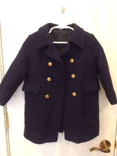 Navy Pea Coat Wool Boys Toddler 4 Made In USA Peacoat Sailor Fieldston