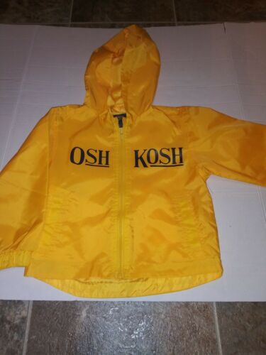 OSHKOSH B'GOSH Boys 3T Hooded Raincoat Zip Up Yellow Vintage EXCELLENT