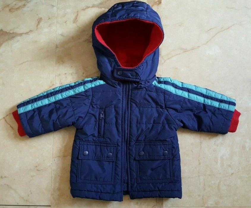Boys BABY GAP blue red removable hood jacket size 0-6mos