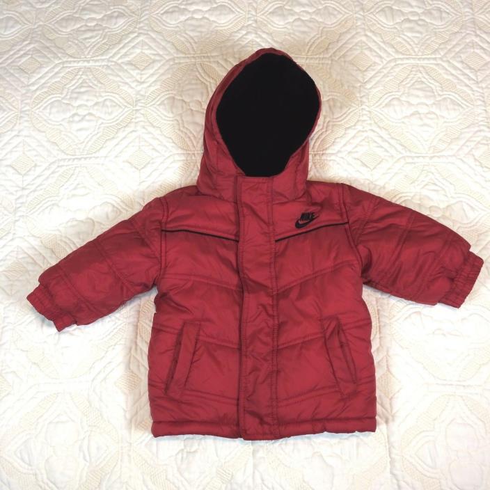 Nike Boys Jacket 12 Months Baby Hoodie Winter Snow Red Coat Hood Quilted