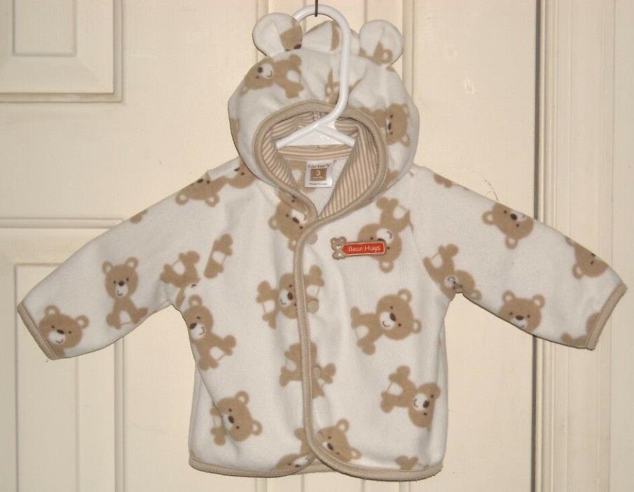 CARTER'S Teddy Bear Hooded Fleece Jacket Top -- 3 Month Adorable Bear Ears Hood