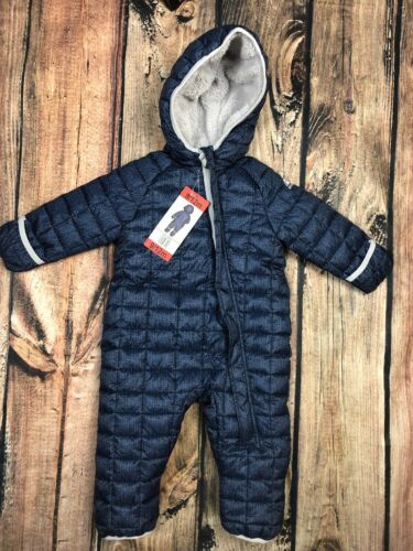 Snozu Boys Snowsuit Winter Coat Hooded Plush Blue Gray  9/12 mo