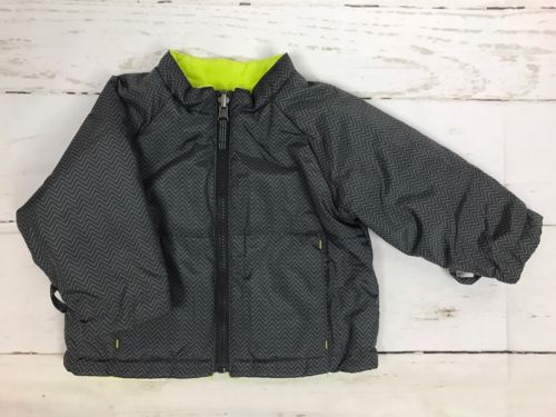 Target Baby Boy Toddler Gray Green Zig Zag Zip Fleece Lined Jacket Size 12 M