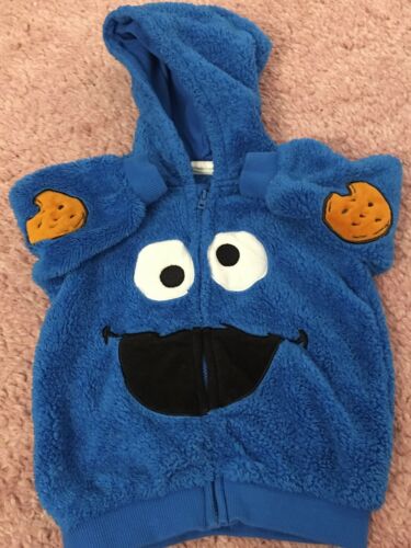 H&M Sesame Street Cookie Monster Baby Hoodie Jacket Sz 4-6 Months Blue Adorable