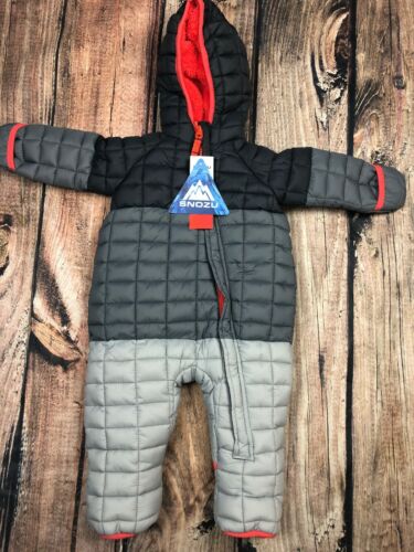 Snozu Snowsuit Winter Coat Hooded Plush Gray  9/12 mo