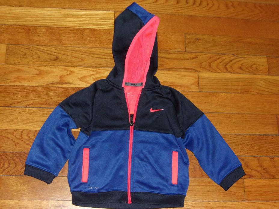 NIKE DRI-FIT FULL ZIP HOODED ATHLETIC JACKET BOYS INFANT 18 MONTHS EXCELLENT