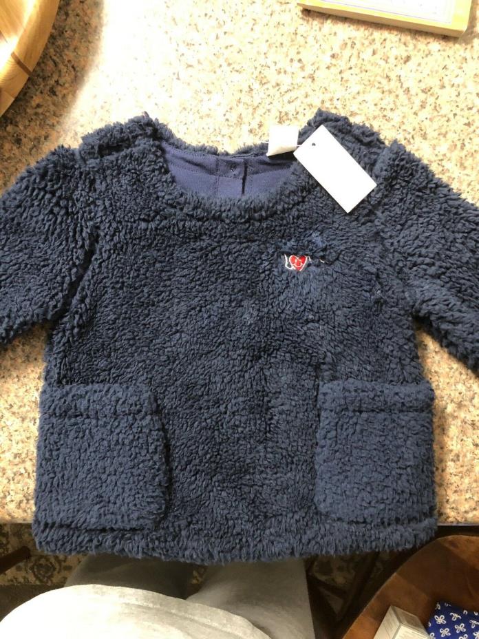 Navy Blue Fleece Baby Gap with pockets, Love embroidered with Red heart