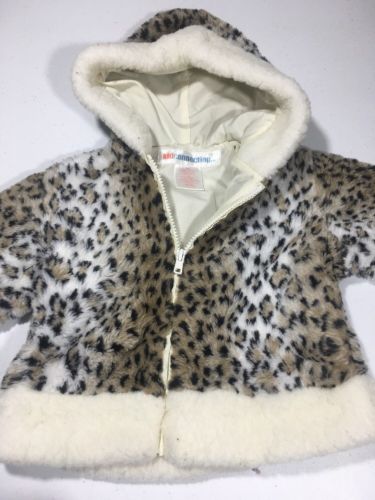 Kid Connection Girls Animal Print Jacket Hooded Zip Front Size 12 Month