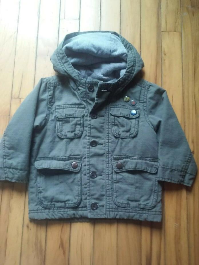 MILITARY STYLE JACKET,OLIVE GREEN,MILITARY ACCENTS,OLIVE GREEN,18-24 MOS,HOOD