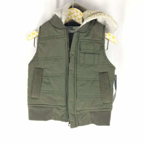 Oshkosh Genuwine Kids Boys Toddler Puffer Vest With Hoodie Size 12 Months
