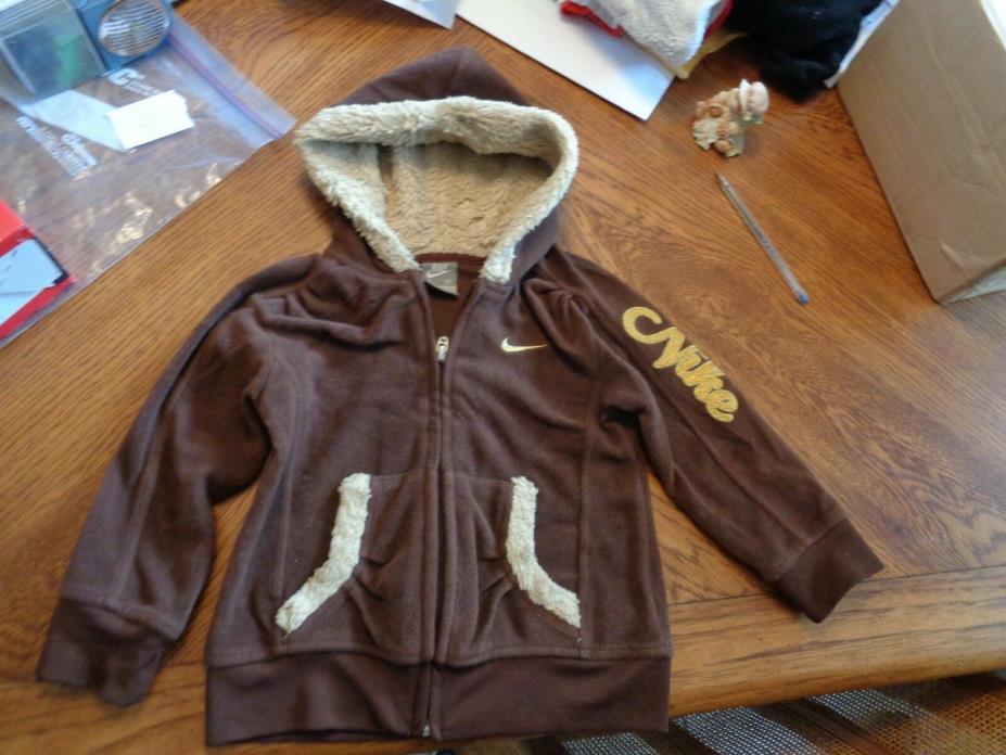 Nike Size 3T Boy/Girl Brown Hooded Zip Up Sweatshirt Jacket