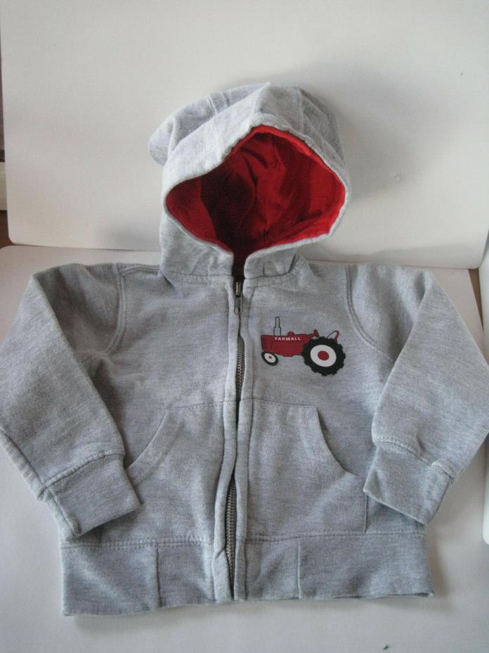 Baby 12 months Farmall tractor zip hoodie sweatshirt gray red EUC Case IH brand