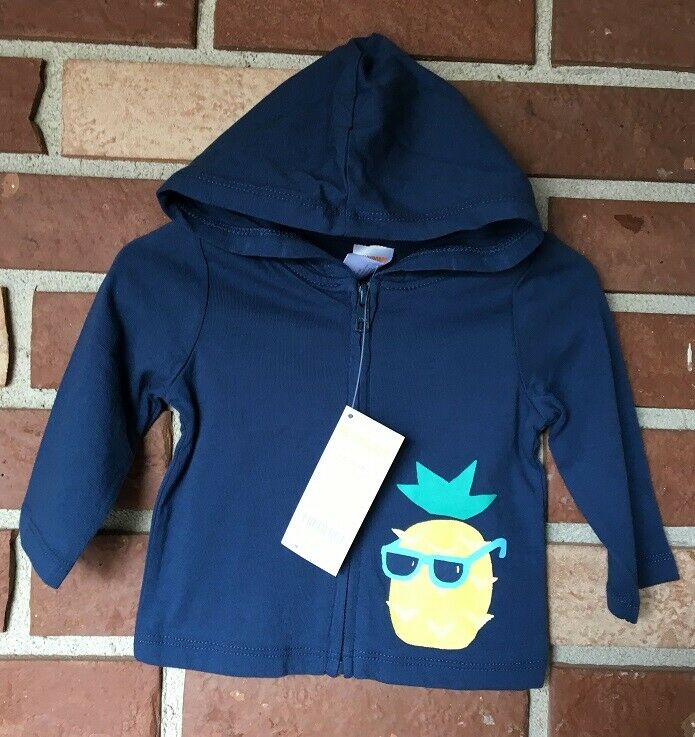 Gymboree Outlet NWT Boys 3 6 mo Blue Cool Pineapple Zip Up Hoodie Jacket New