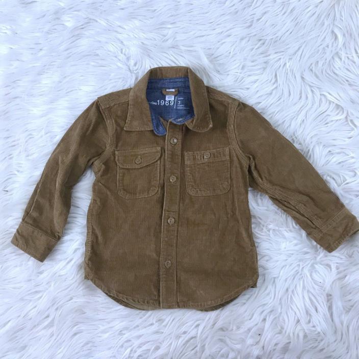 Baby Gap Kid's Boy's Size 3T 3 Years Toddler Brown Corduroy Button Front Jacket