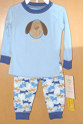 Carters 2-pc. PAJAMA Sleepwear Set (Boys 12M) Puppy Dog Blue Shirt & Pants NWT