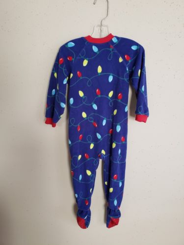 Children's Place Blue Sleeper Baby Boy Size 2T Footed Warm Christmas Lights