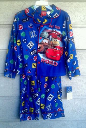 Disney Cars 2T Boys Pajamas PJ Sleepwear 2Pc Top Bottom Boy Blue Racing Cars